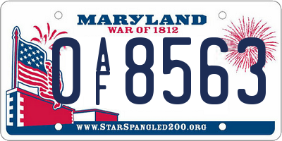 MD license plate 0AF8563
