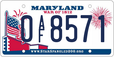MD license plate 0AF8571