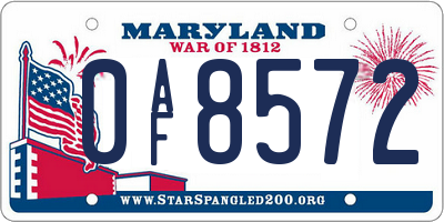 MD license plate 0AF8572