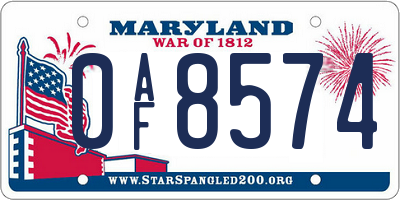 MD license plate 0AF8574