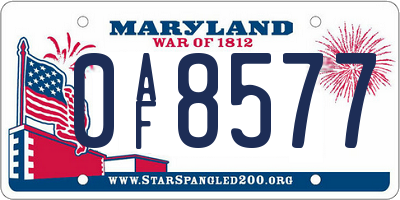 MD license plate 0AF8577