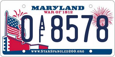 MD license plate 0AF8578