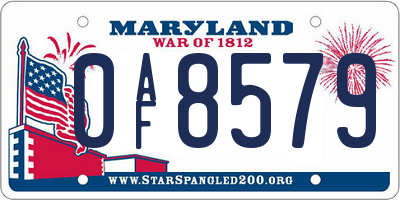MD license plate 0AF8579