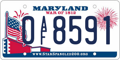 MD license plate 0AF8591