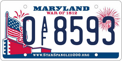 MD license plate 0AF8593