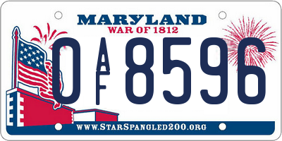 MD license plate 0AF8596