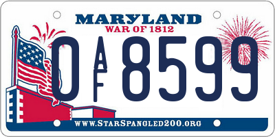 MD license plate 0AF8599