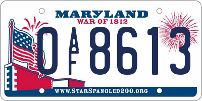 MD license plate 0AF8613