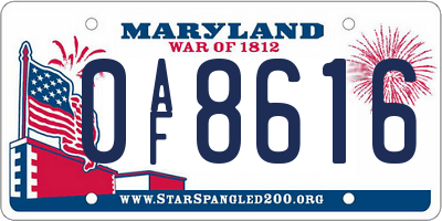 MD license plate 0AF8616