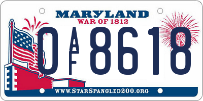 MD license plate 0AF8618