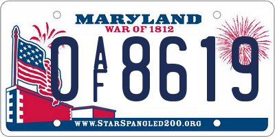 MD license plate 0AF8619