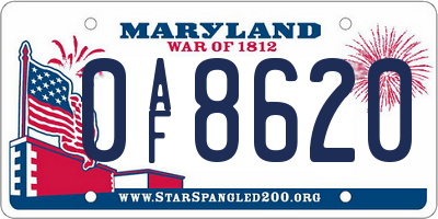 MD license plate 0AF8620