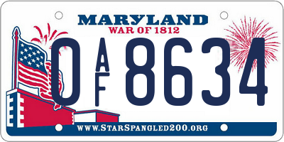 MD license plate 0AF8634