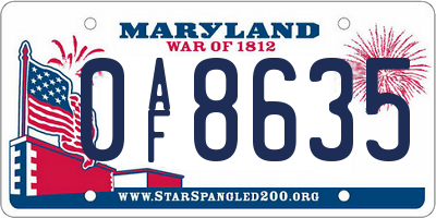 MD license plate 0AF8635