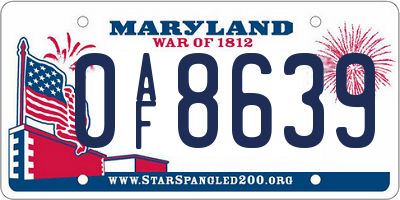 MD license plate 0AF8639