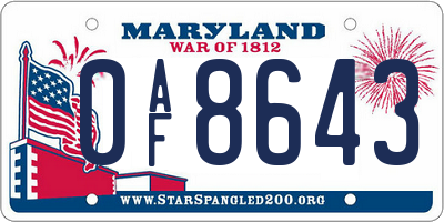 MD license plate 0AF8643