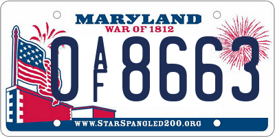 MD license plate 0AF8663