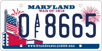 MD license plate 0AF8665