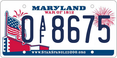 MD license plate 0AF8675
