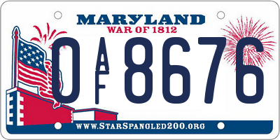 MD license plate 0AF8676