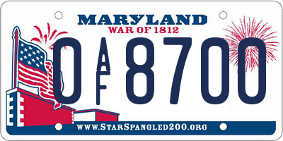 MD license plate 0AF8700