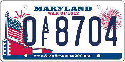 MD license plate 0AF8704
