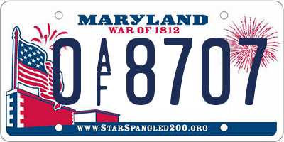 MD license plate 0AF8707
