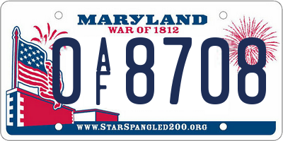 MD license plate 0AF8708