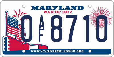 MD license plate 0AF8710