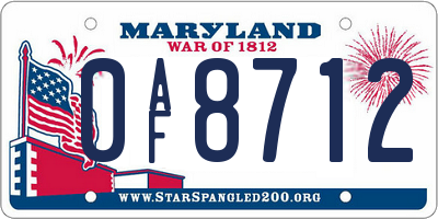 MD license plate 0AF8712