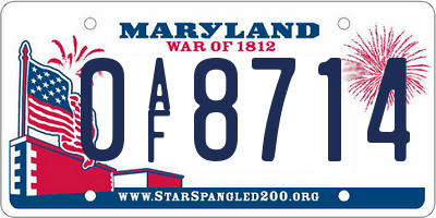 MD license plate 0AF8714