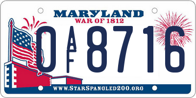MD license plate 0AF8716
