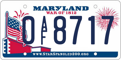 MD license plate 0AF8717