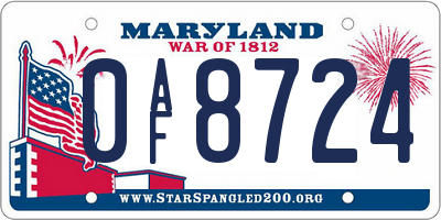 MD license plate 0AF8724