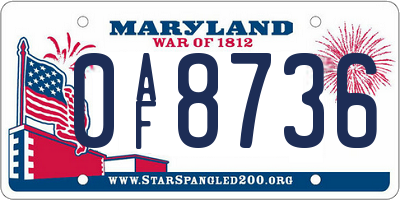 MD license plate 0AF8736