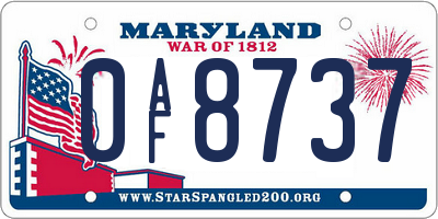 MD license plate 0AF8737