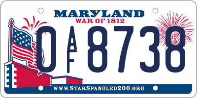 MD license plate 0AF8738