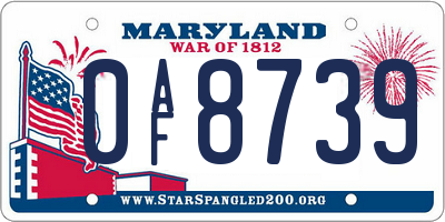 MD license plate 0AF8739