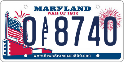 MD license plate 0AF8740