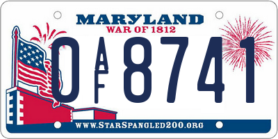 MD license plate 0AF8741