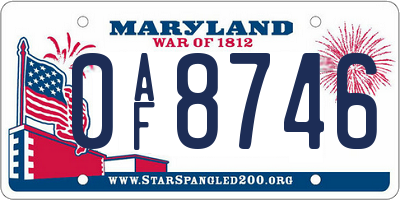 MD license plate 0AF8746