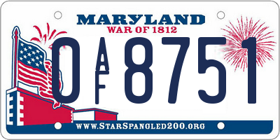 MD license plate 0AF8751