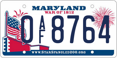 MD license plate 0AF8764
