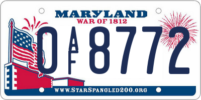 MD license plate 0AF8772