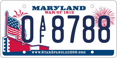 MD license plate 0AF8788
