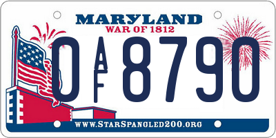 MD license plate 0AF8790