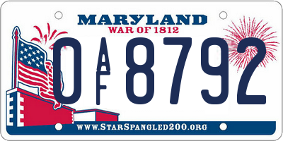 MD license plate 0AF8792