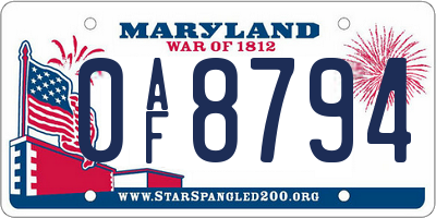 MD license plate 0AF8794