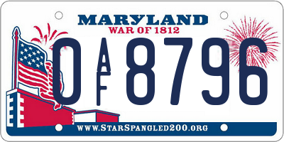 MD license plate 0AF8796