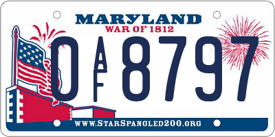 MD license plate 0AF8797
